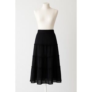 VTG Y2K The Limited Silk Womens Skirt Size 2 Black Tiered‎ Ruffle Whimsigoth